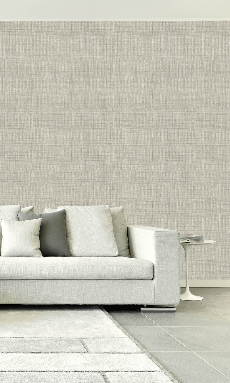 Light Pewter Woven Raffia Textured Vinyl Commercial Wallpaper CPW1139