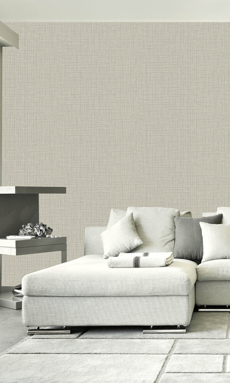Light Pewter Woven Raffia Textured Vinyl Commercial Wallpaper CPW1139