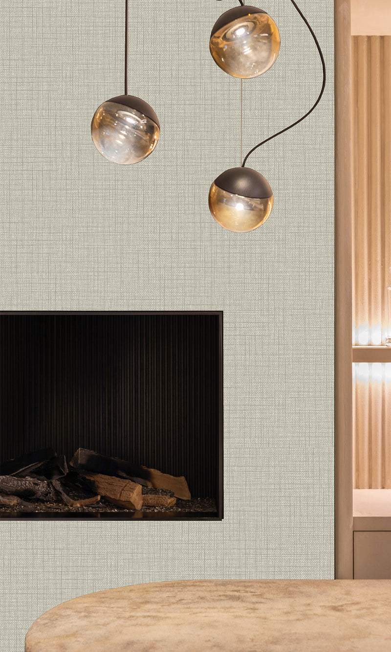 Light Pewter Woven Raffia Textured Vinyl Commercial Wallpaper CPW1139