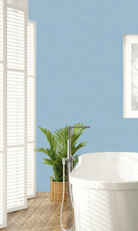 Serenity Blue Coastal Hemp Textured Vinyl Commercial Wallpaper CPW1147