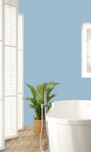 Serenity Blue Coastal Hemp Textured Vinyl Commercial Wallpaper CPW1147