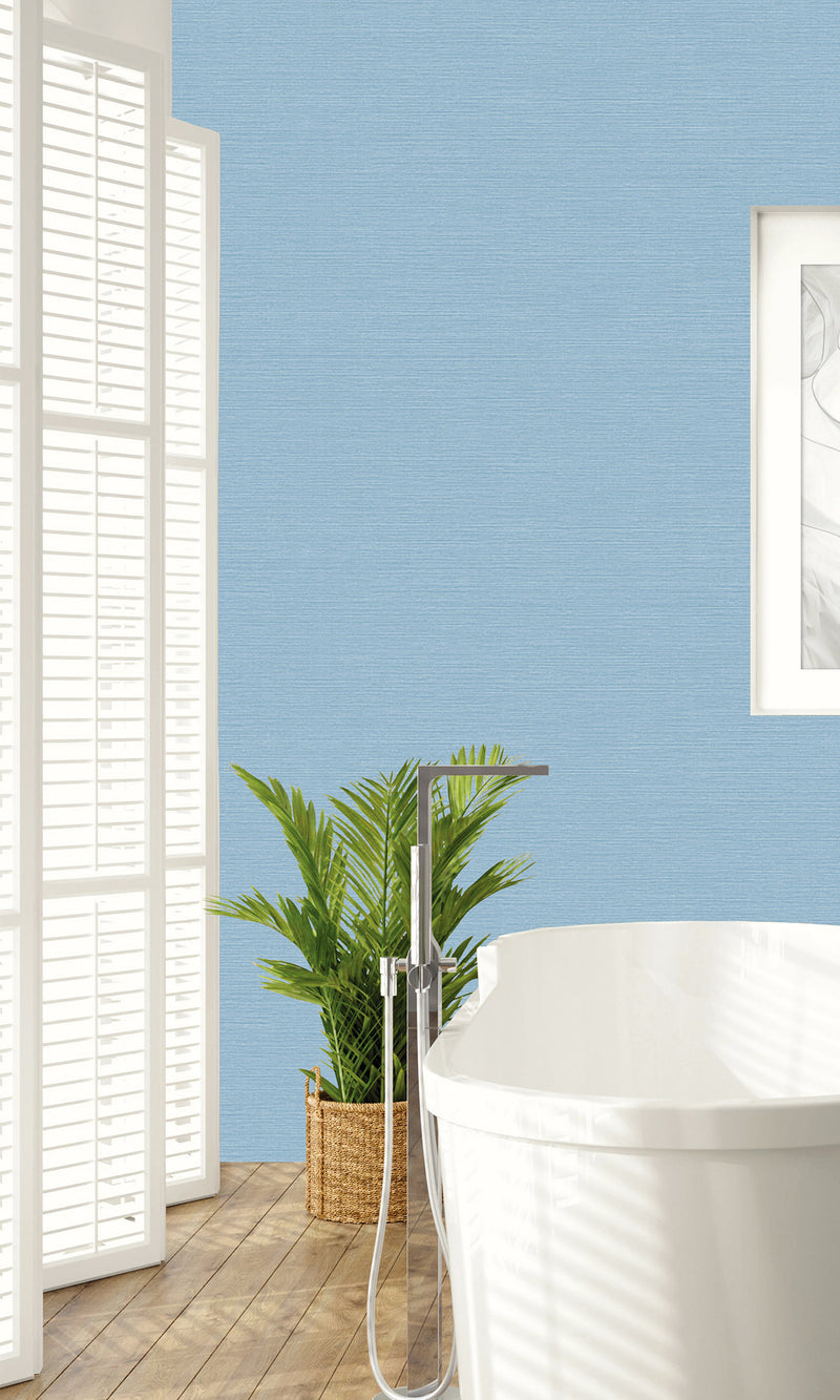 Serenity Blue Coastal Hemp Textured Vinyl Commercial Wallpaper CPW1147