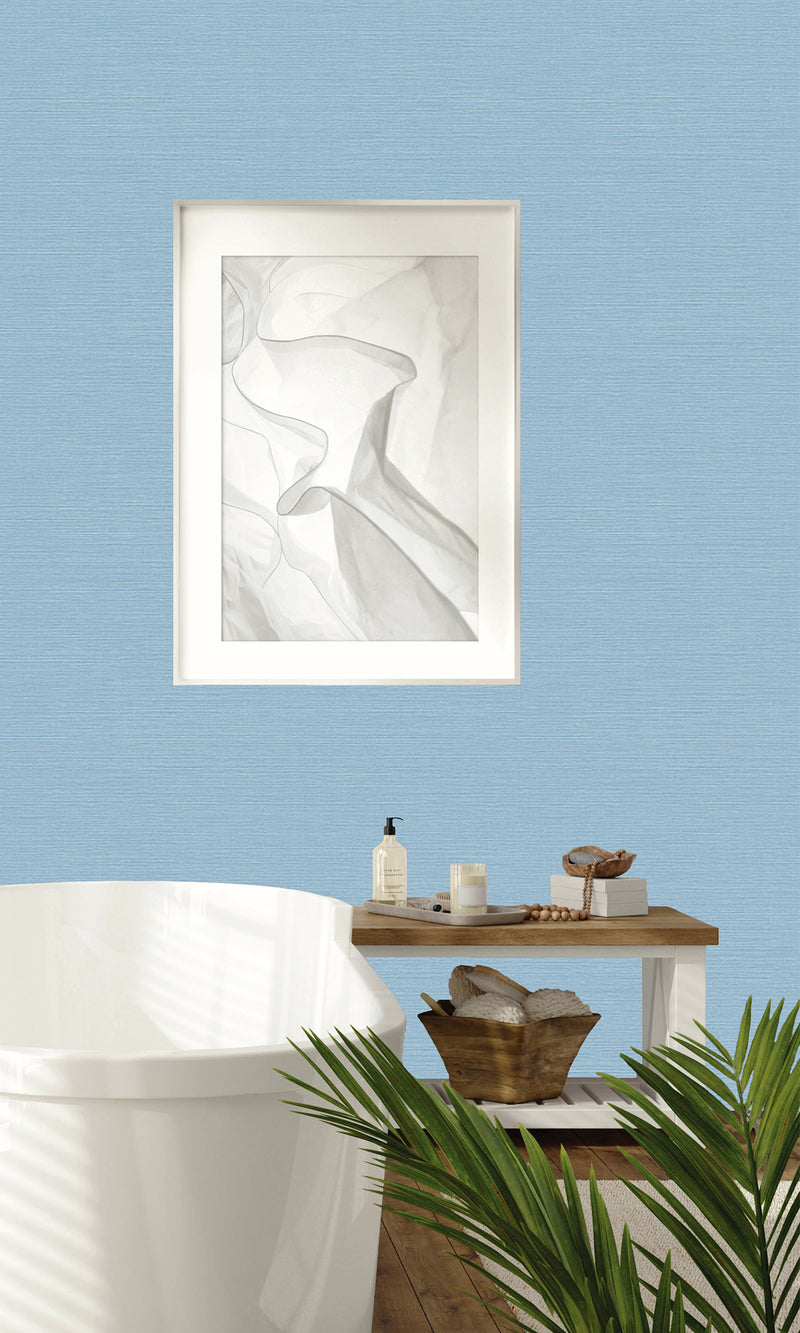 Serenity Blue Coastal Hemp Textured Vinyl Commercial Wallpaper CPW1147
