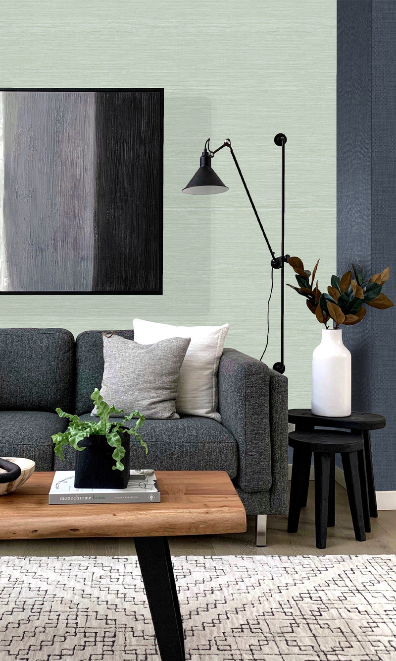 Tender Green Coastal Hemp Textured Vinyl Commercial Wallpaper CPW1146