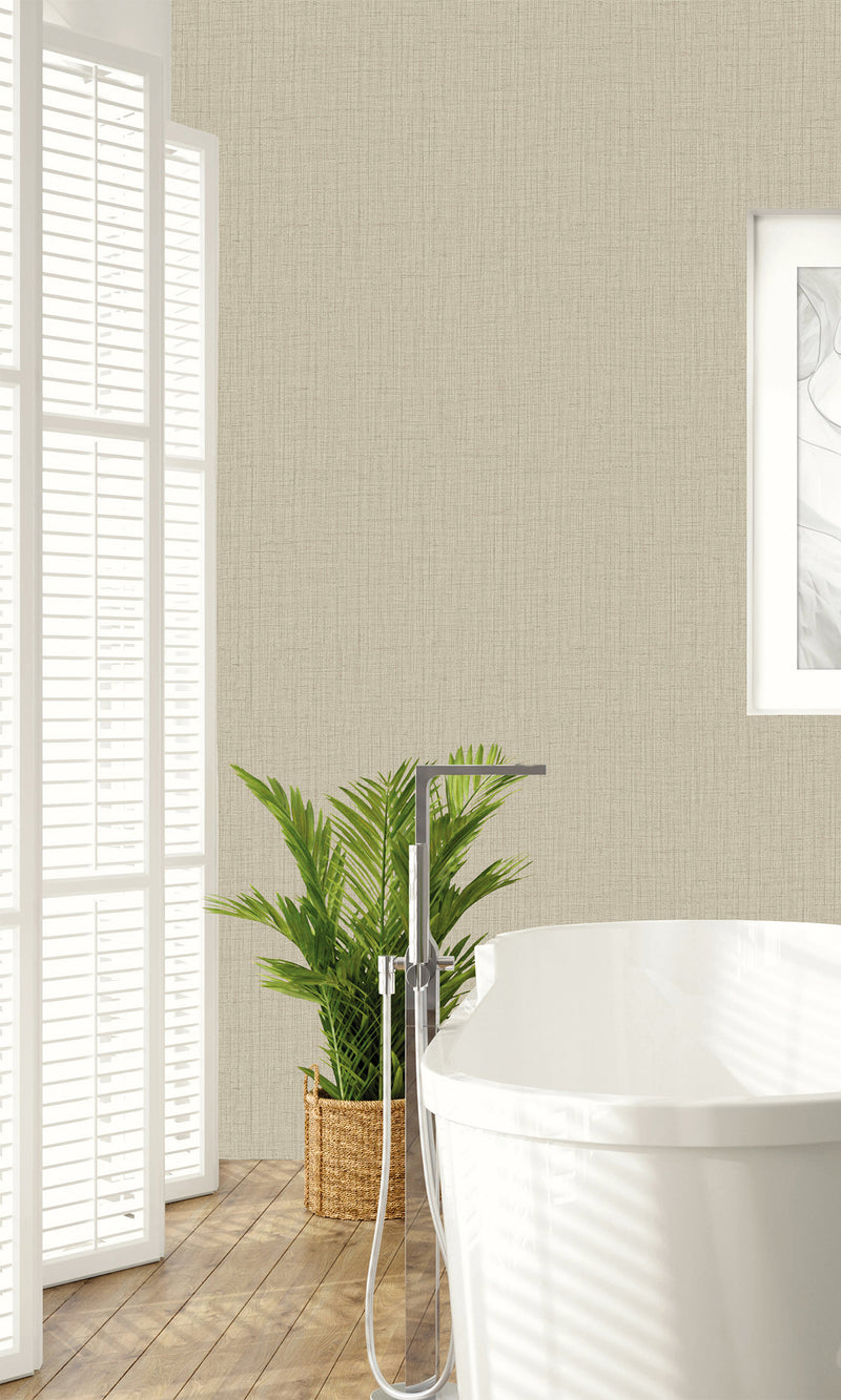 Warm Tea Crossroads Fine Linen Textured Vinyl Commercial Wallpaper CPW1148