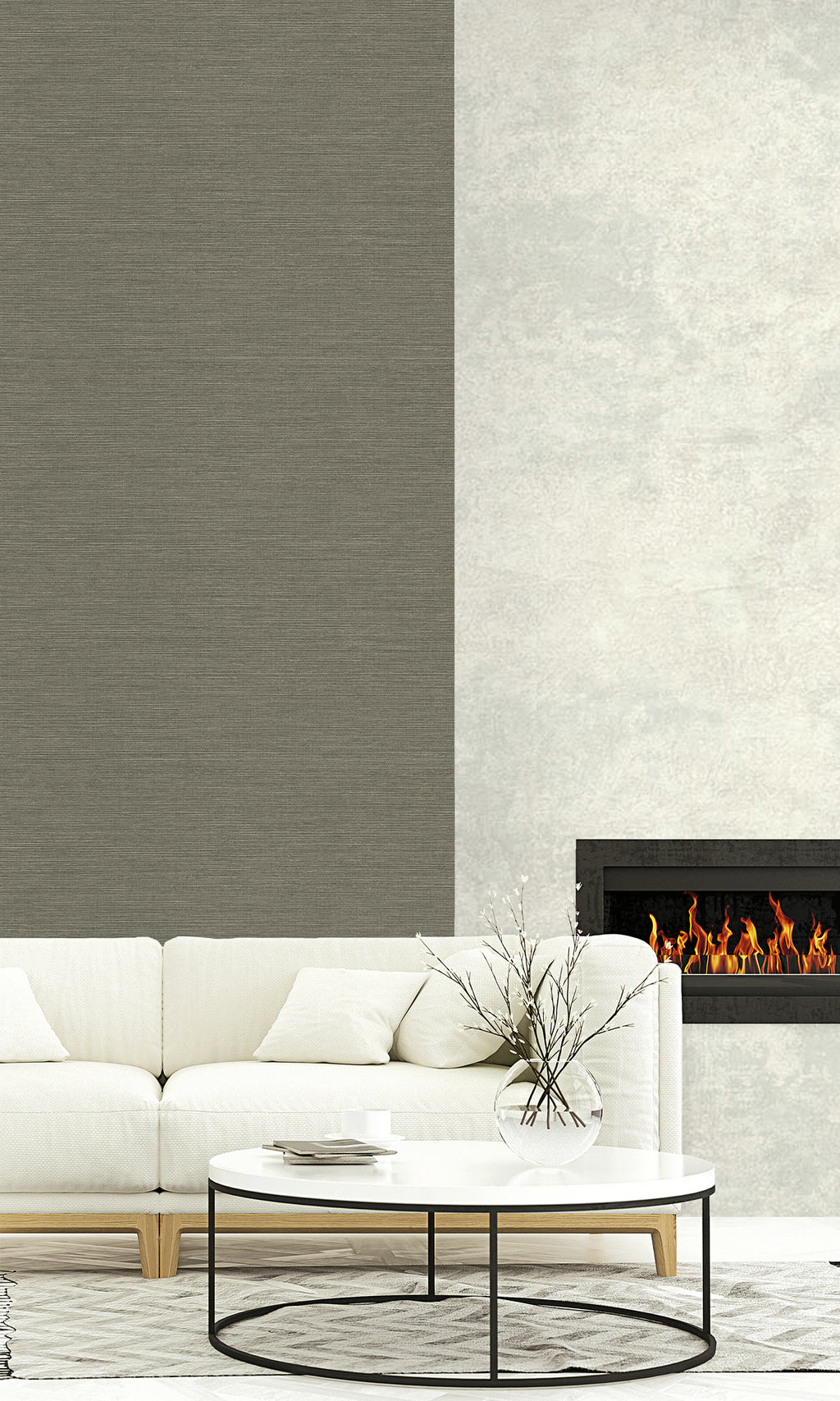 Raw Umber Sisal Textured Vinyl Commercial Wallpaper CPW1126