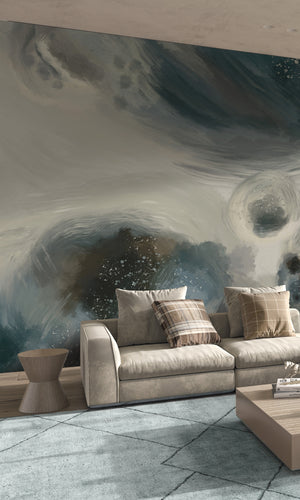 Thuraya Nebula Gray Bubbles Wall Navy Blue MA1319-TN