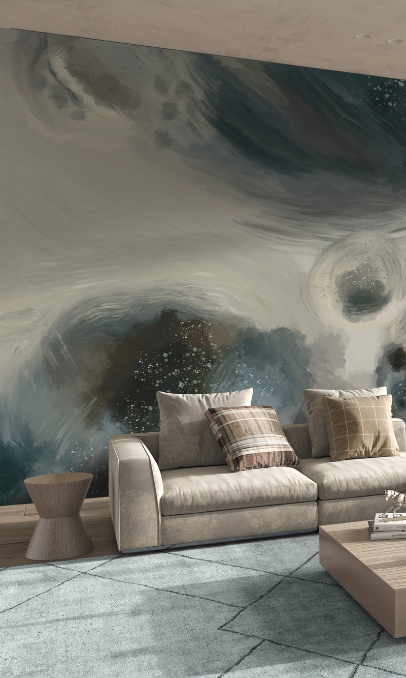 Thuraya Nebula Gray Bubbles Wall Navy Blue MA1319-TN
