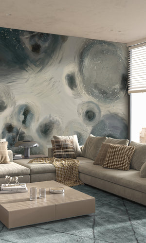 Thuraya Nebula Gray Bubbles Wall Navy Blue MA1319-TN