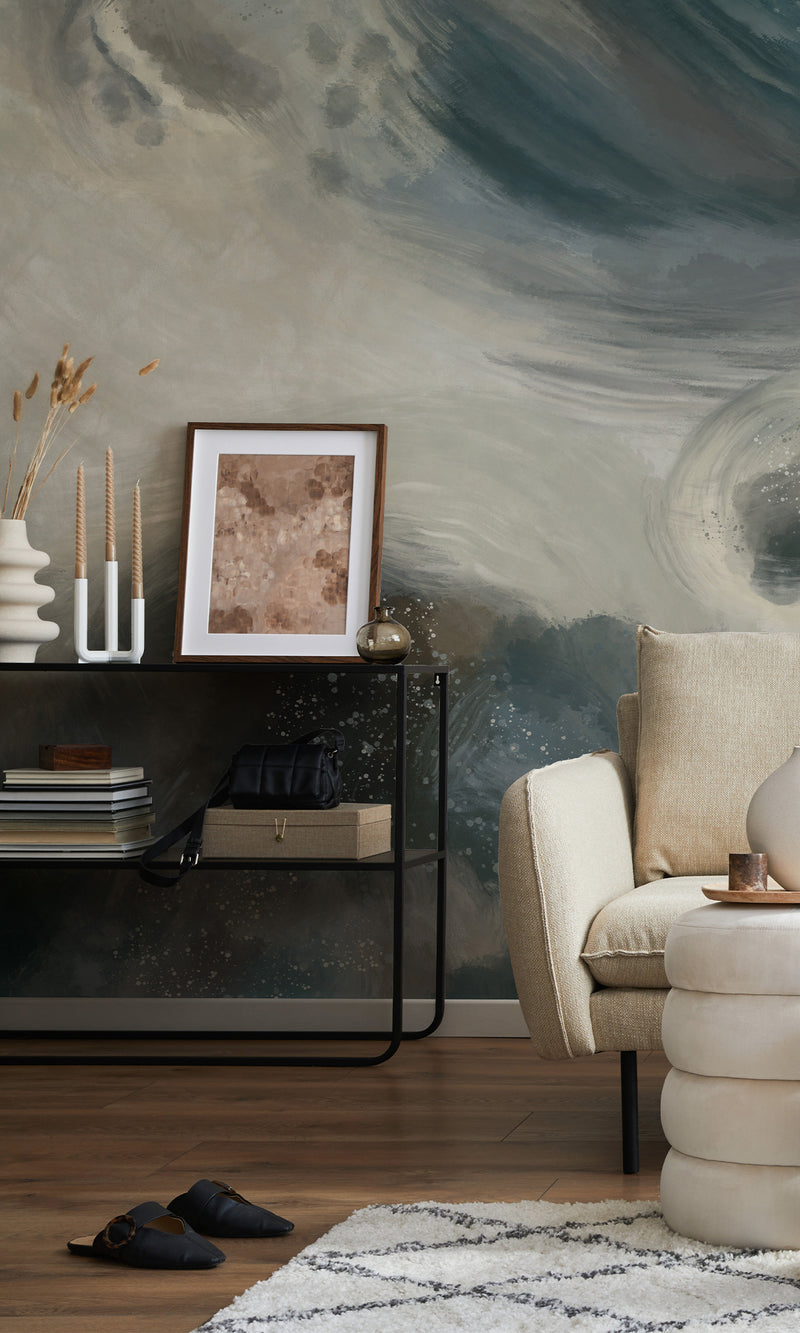 Thuraya Nebula Gray Bubbles Wall Navy Blue MA1319-TN
