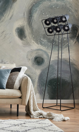 Thuraya Nebula Gray Bubbles Wall Navy Blue MA1319-TN