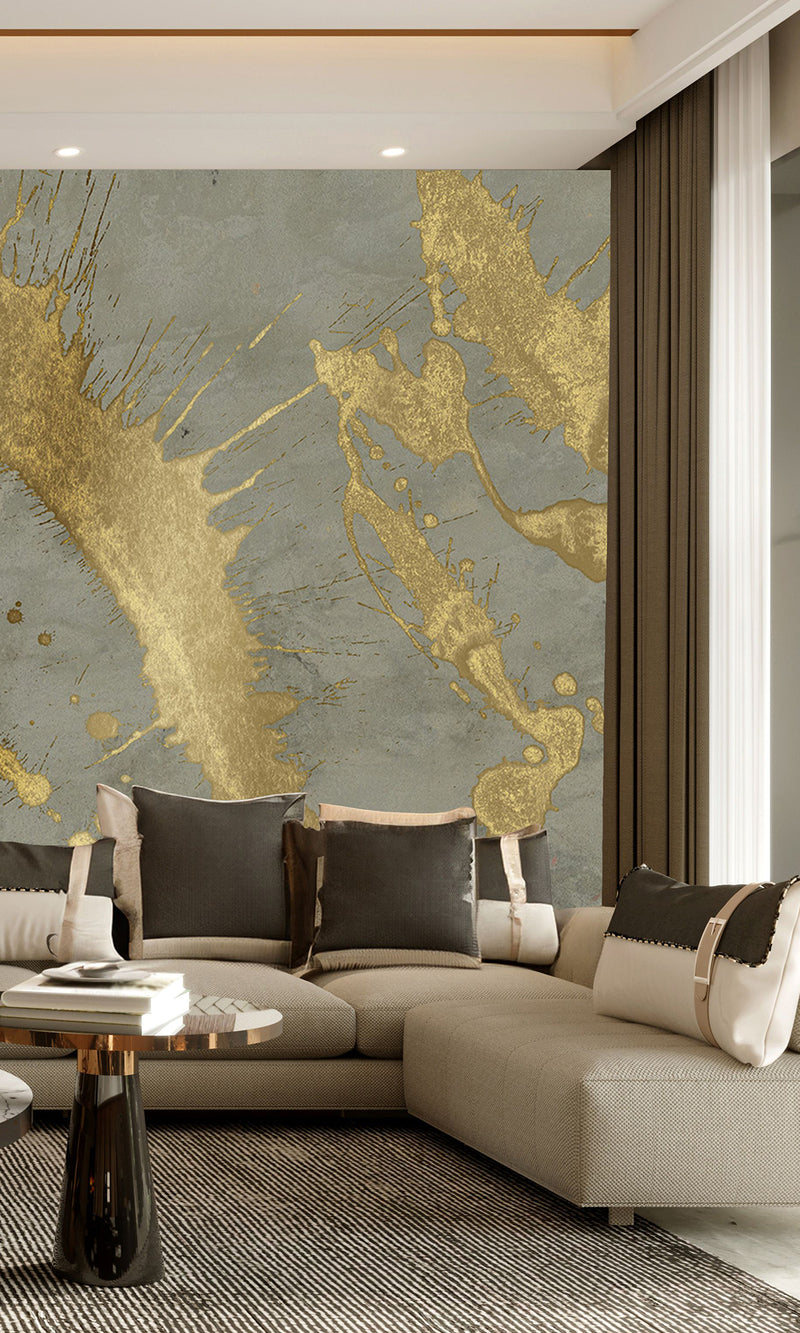 Muance Splash Effect Metallic Grey Gold MU15076 Sample