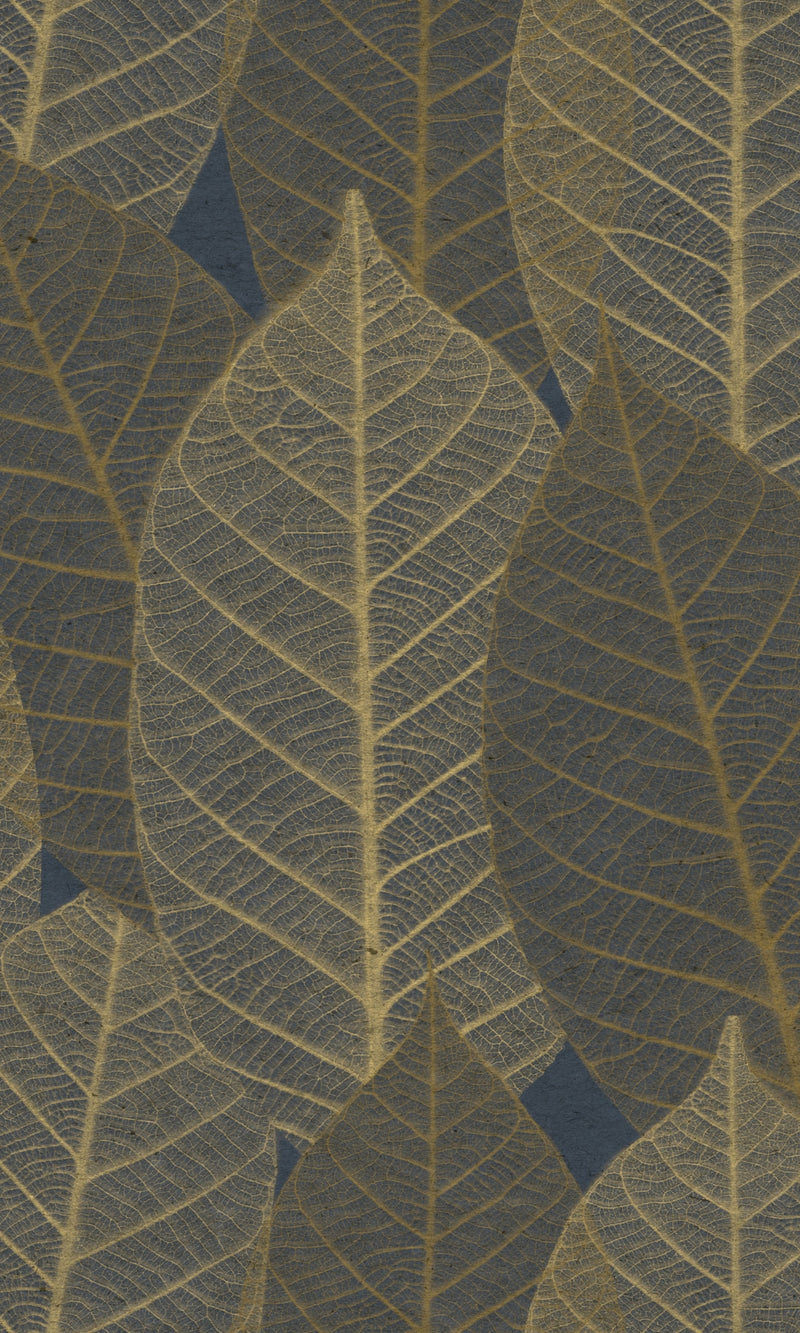 Herbarium Midnight Blue Leaves Veins HE27252