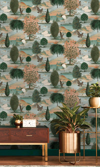 Xanadu Tundra Orange Green Wallpaper 91531