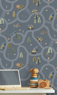 Adventure Awaits Roundabout Road Denim Blue 14083