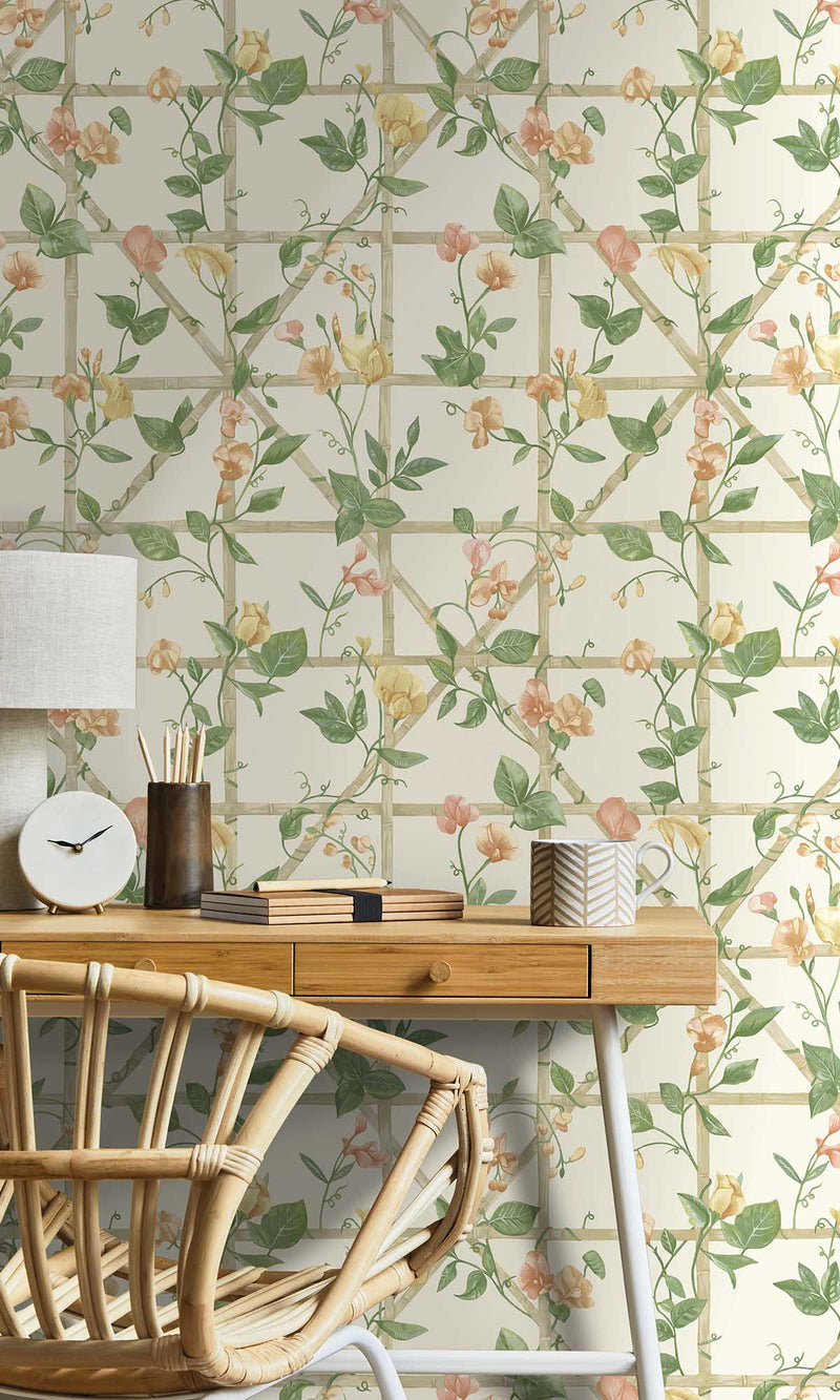 Imaginarium 3 Trailing Floral Trellis Orange Cream 14200