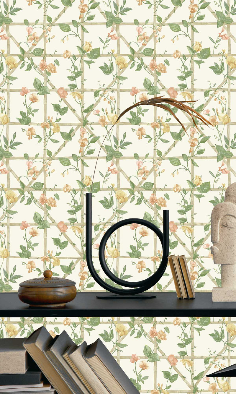 Imaginarium 3 Trailing Floral Trellis Orange Cream 14200