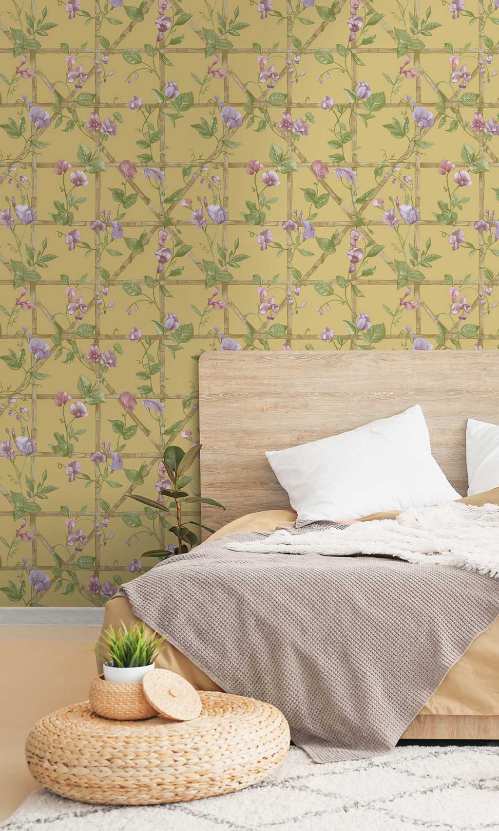 Imaginarium 3 Trailing Floral Trellis Ochre 14201