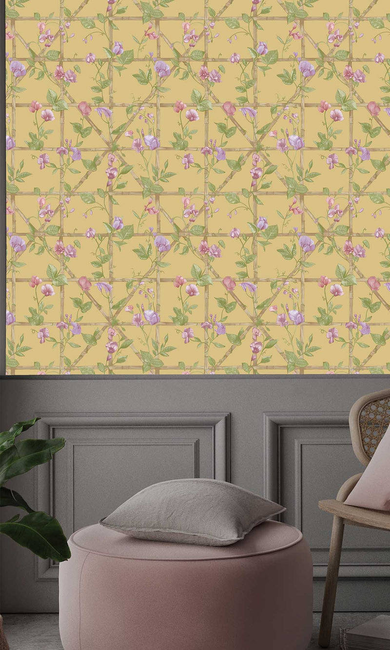 Imaginarium 3 Trailing Floral Trellis Ochre 14201
