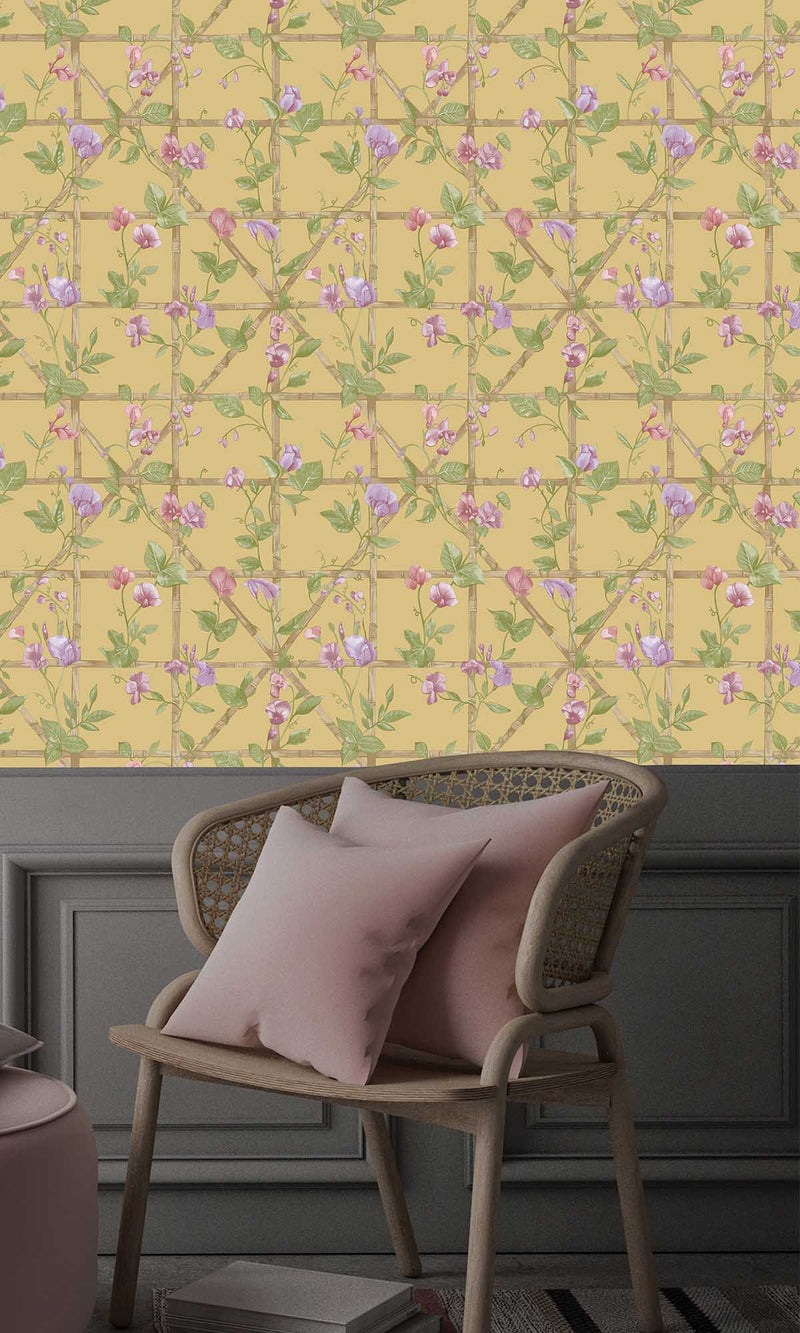 Imaginarium 3 Trailing Floral Trellis Ochre 14201
