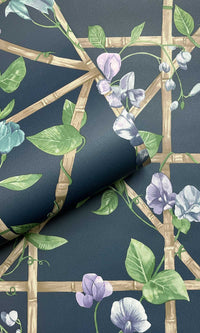 Imaginarium 3 Trailing Floral Trellis Navy 14202