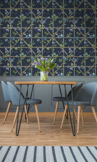 Imaginarium 3 Trailing Floral Trellis Navy 14202