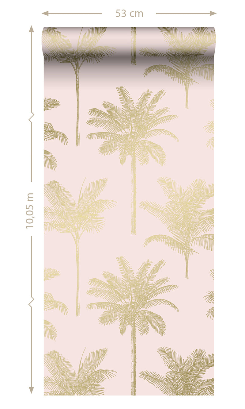 Origin Paradise Soft Pink and Gold Palm Trees 139164