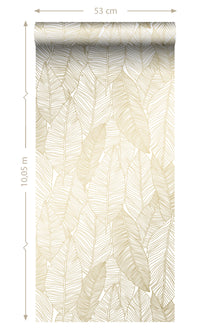 Origin Jungle Fever White and Gold Pen Drawn Leaves 139125