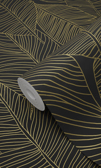 Origin Jungle Fever Black and Gold Pen Drawn Leaves 139126