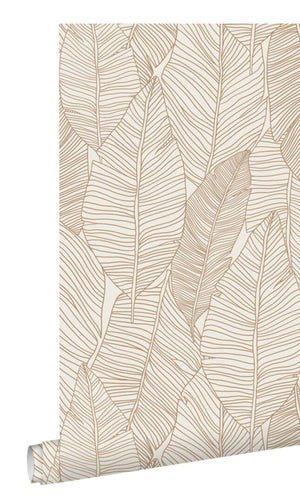 Origin Jungle Fever Beige Pen Drawn Leaves 139352