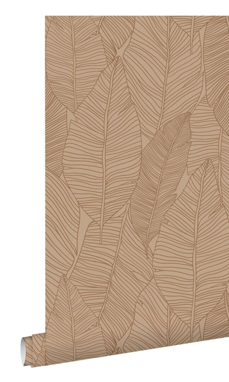 Origin Jungle Fever Terracotta Pink Pen Drawn Leaves 139353