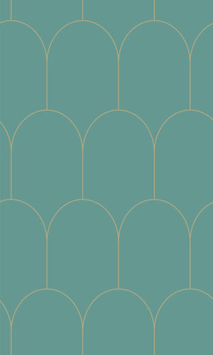 Origin Sea Green and Gold Art Deco Motif 139204