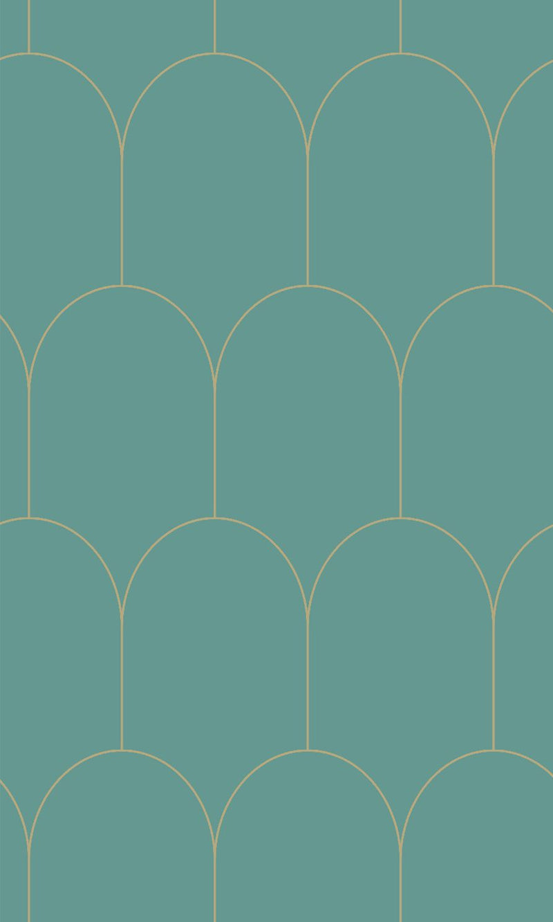 Origin Sea Green and Gold Art Deco Motif 139204