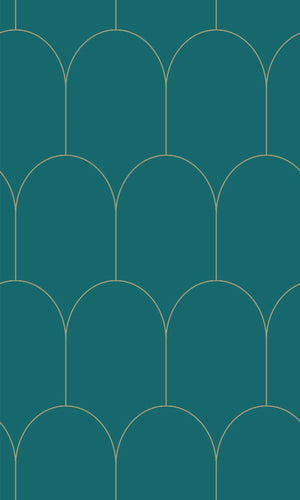 Origin Teal and Gold Art Deco Motif 139205