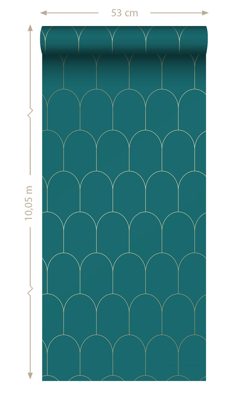 Origin Teal and Gold Art Deco Motif 139205