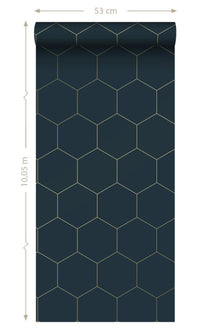 Origin Dark Blue and Gold Art Deco Honeycomb 139237