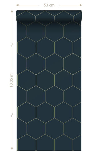 Origin Dark Blue and Gold Art Deco Honeycomb 139237