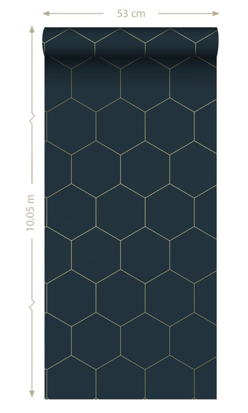 Origin Dark Blue and Gold Art Deco Honeycomb 139237