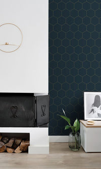 Origin Dark Blue and Gold Art Deco Honeycomb 139237