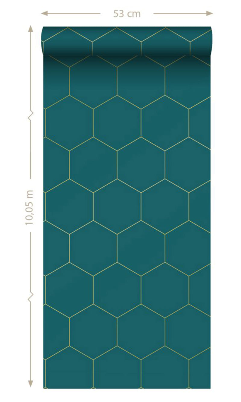 Origin Petrol Blue and Gold Art Deco Honeycomb 139455