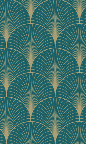 Origin Teal and Gold Art Deco Motif 139230