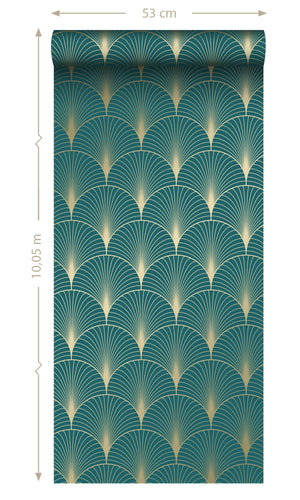 Origin Teal and Gold Art Deco Motif 139230