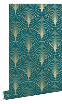 Origin Teal and Gold Art Deco Motif 139230