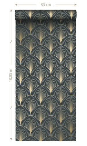 Origin Dark Blue and Gold Art Deco Motif 139231