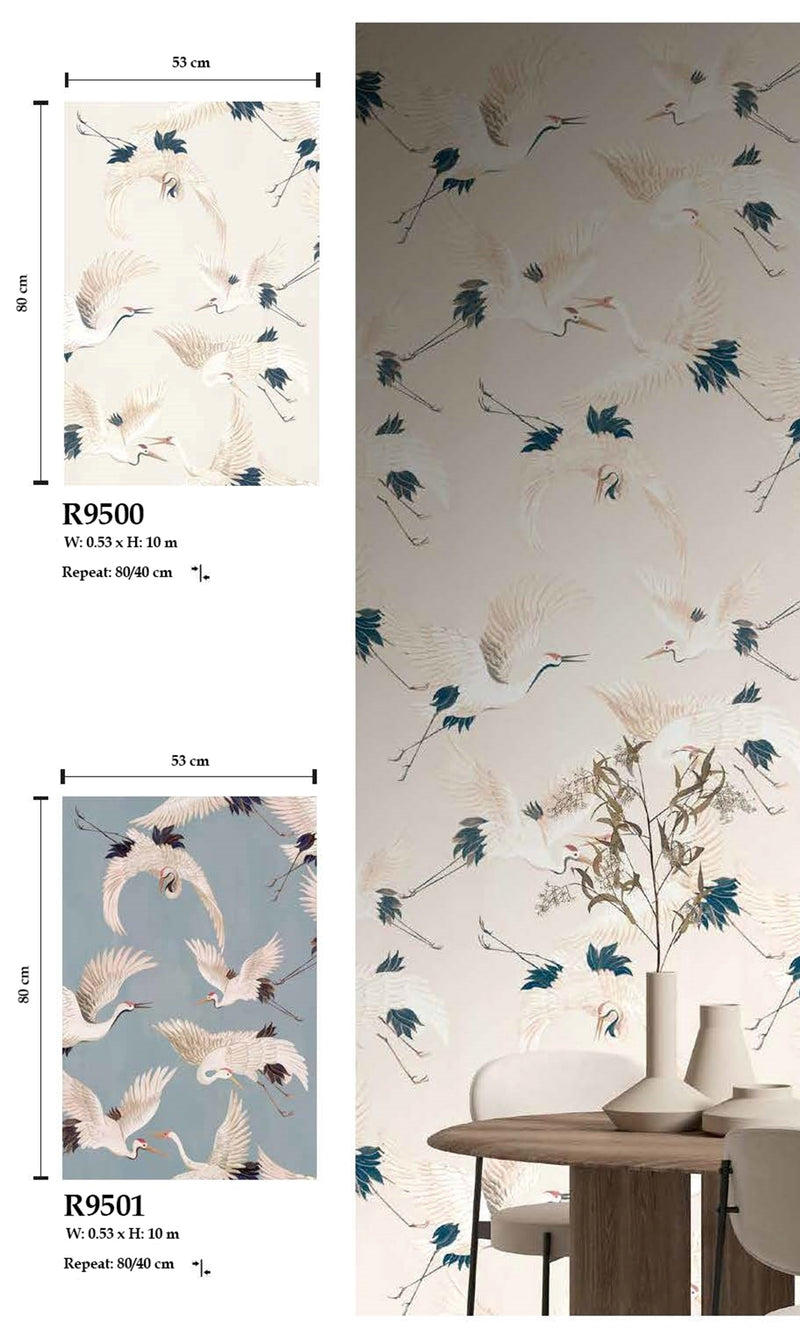 Designer Walls Light Grey Cranes DW2018