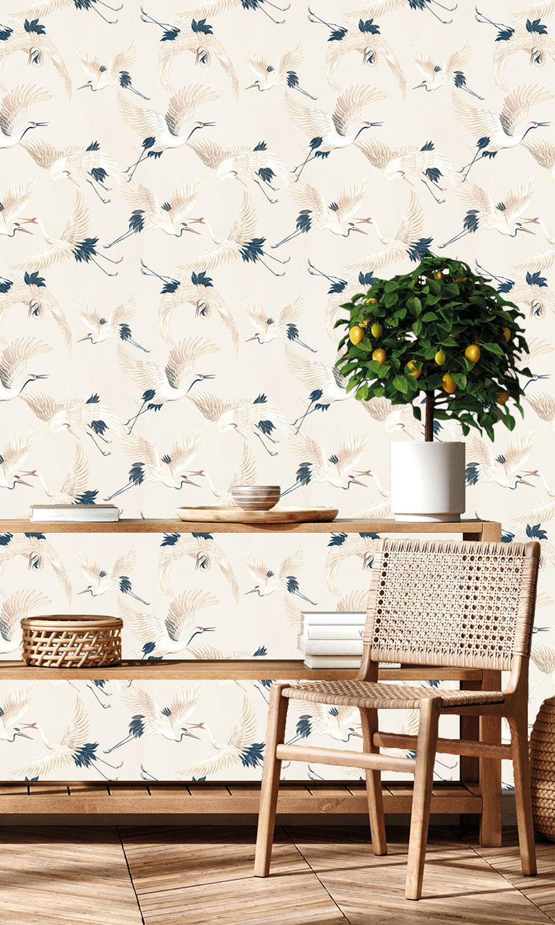 Designer Walls Light Grey Cranes DW2018