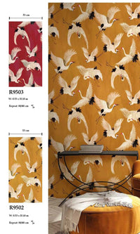 Designer Walls Burgundy Cranes DW2021