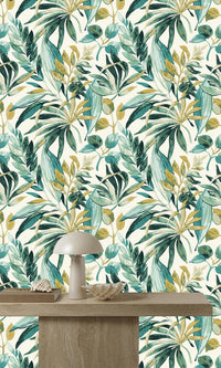 Karuna Inky Palms - Motifs Mineral Green/Ecru A71201