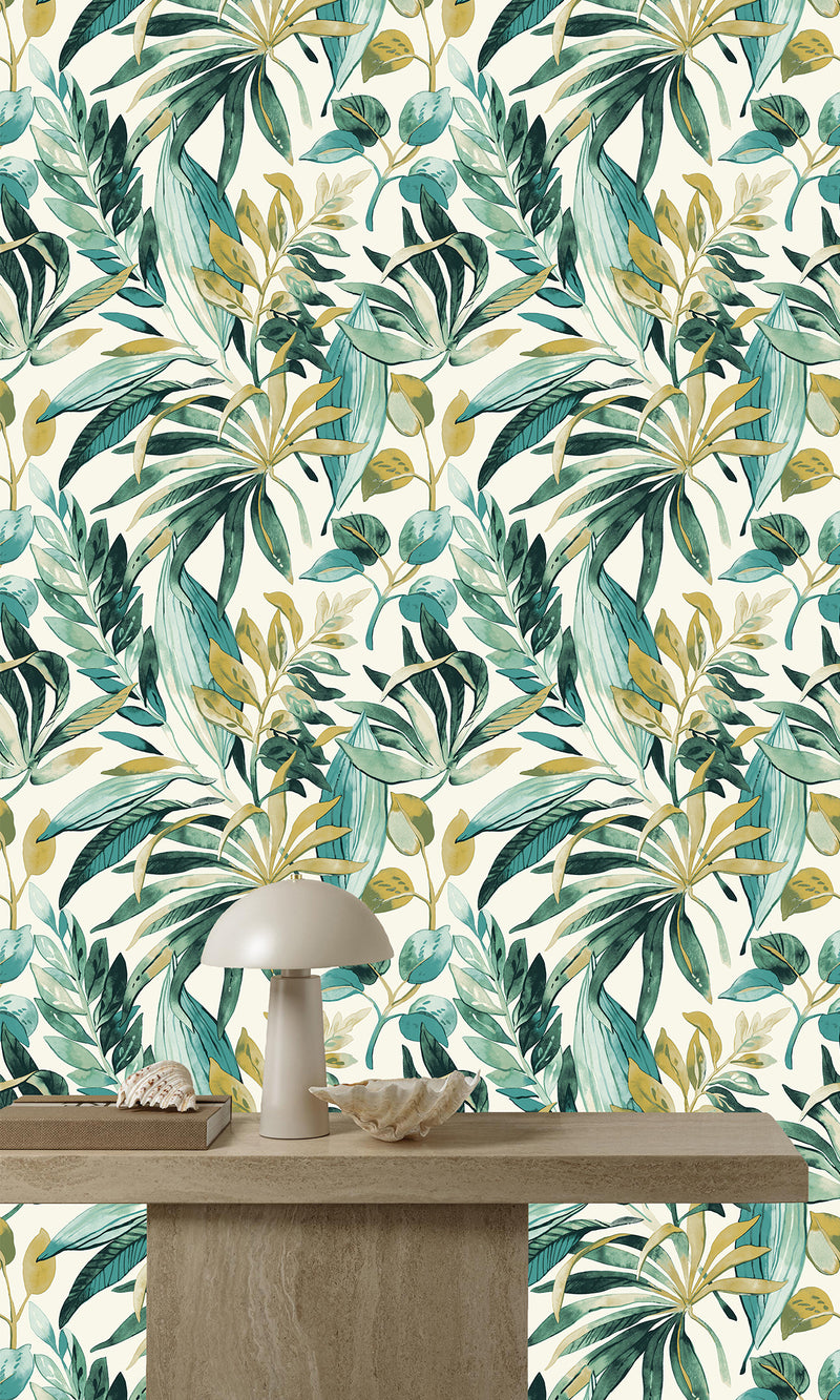 Karuna Inky Palms - Motifs Mineral Green/Ecru A71201