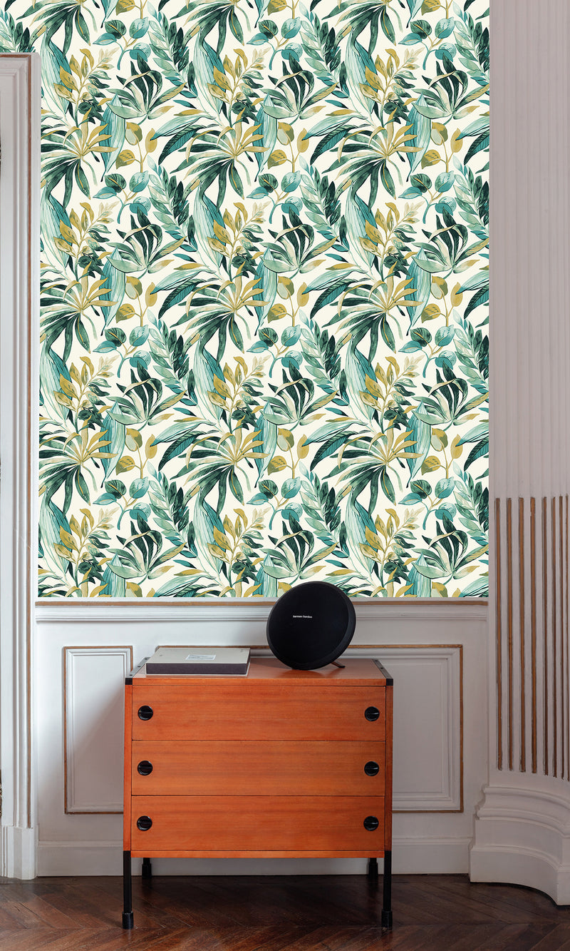 Karuna Inky Palms - Motifs Mineral Green/Ecru A71201